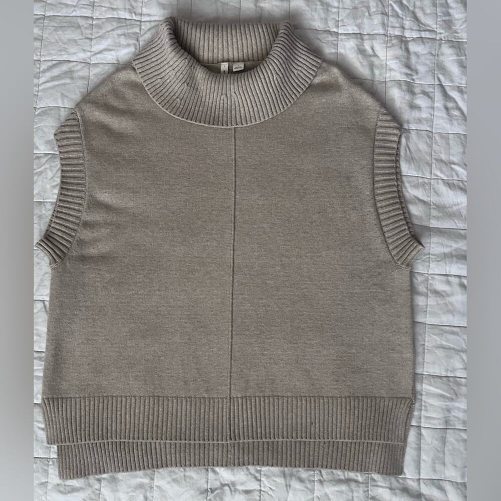 Moth X Anthro Beige Slouchy Oversized Turtle Neck Sleeveless Sweater Vest -Small